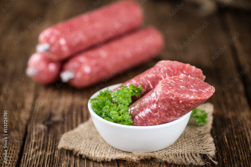 Minced Pork Sausage (German cuisine; selective focus) Minced Pork Sausage (German cuisine; selective focus)