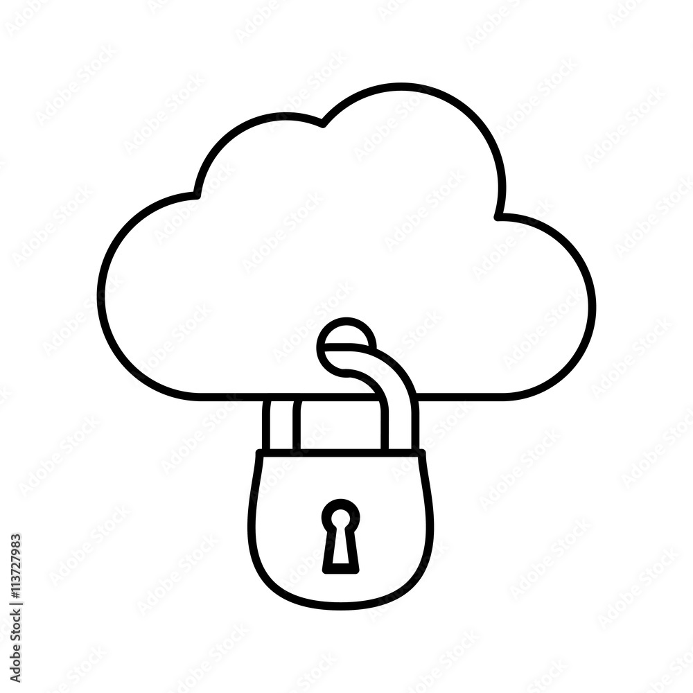 Security system concept. padlock and cloud icon. protection conc Security system concept. padlock and cloud icon. protection conc