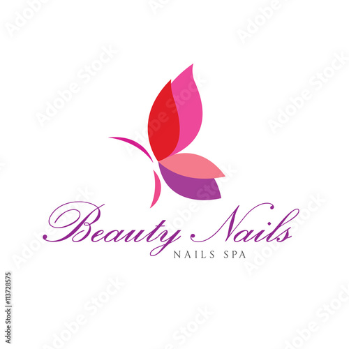Butterfly logo,beauty nails logo template.
