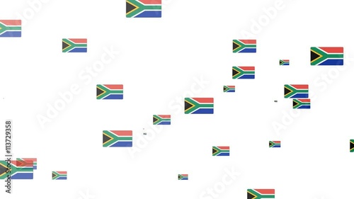 Isolated moving South Africa heart flag particles on white background. Flags of  South Africa. South Africa national flags.