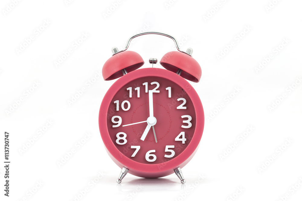 Red Alarm Clock. Isolated on White Background. Red Alarm Clock. Isolated on White Background.