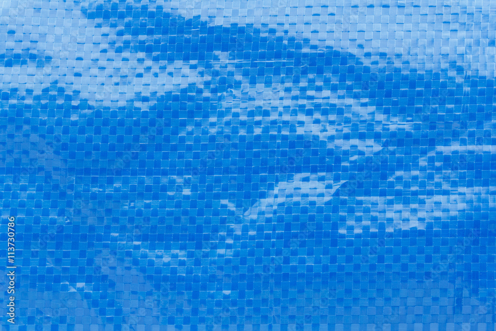 close up of blue woven plastic bag for background