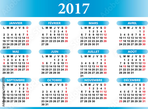 French calendar 2017 with festivities

