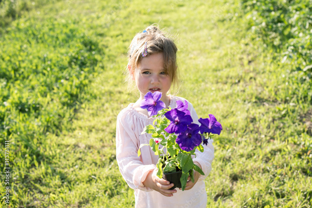 little girl with flowers little girl with flowers