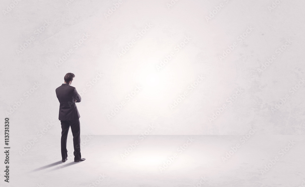 Finance worker standing in pure nothing Finance worker standing in pure nothing
