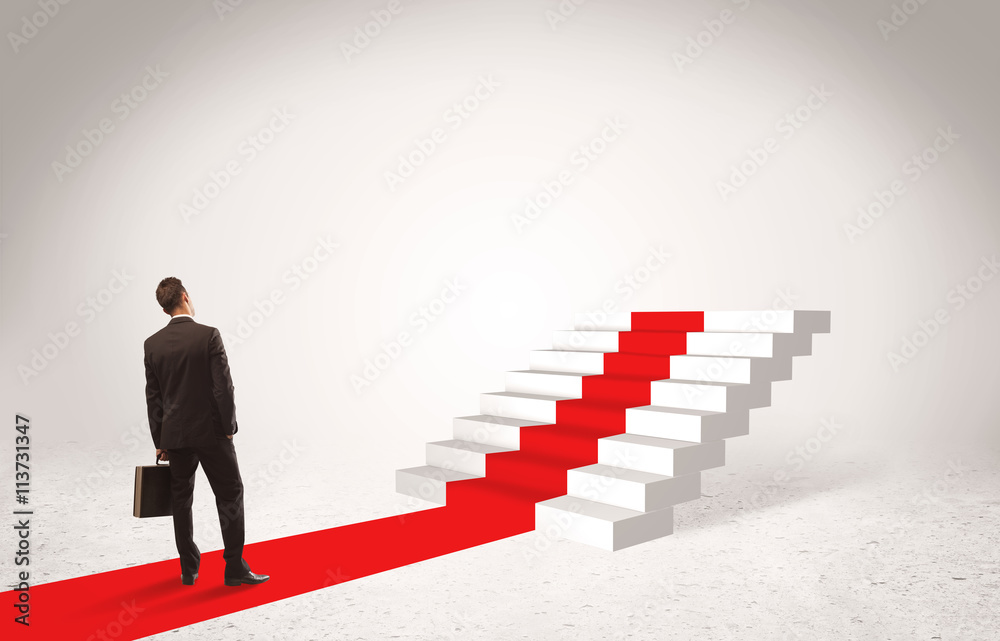 Steps to success concept with businessman Steps to success concept with businessman