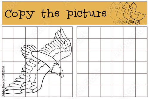 Children games: Copy the picture. Flying bald eagle.