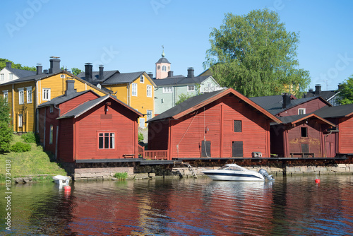 Area of old Porvoo in june on a sunny day. Finland