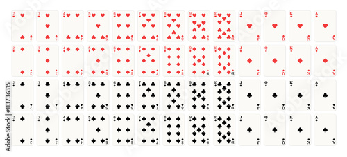 Foto Full set of playing cards. 52 cards poker in casino.