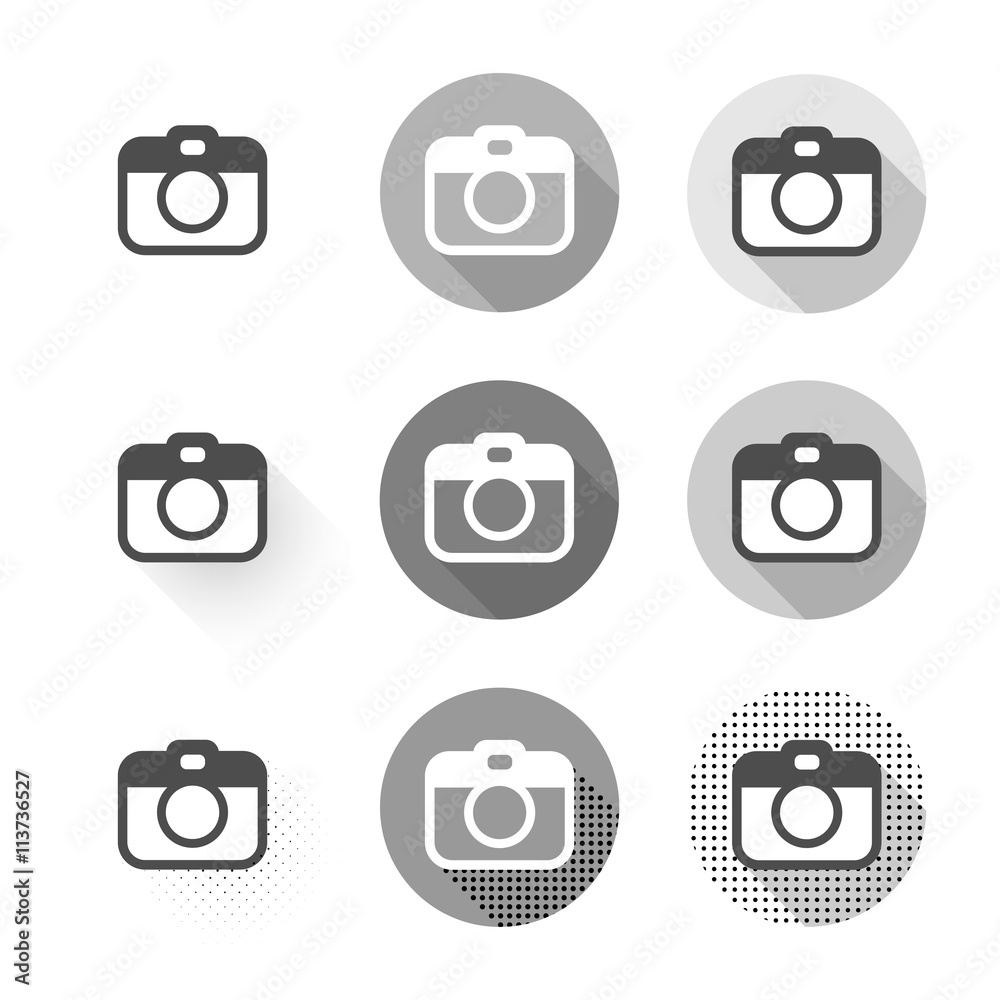 Camera icons on white background. Vector illustration. Camera icons on white background. Vector illustration.