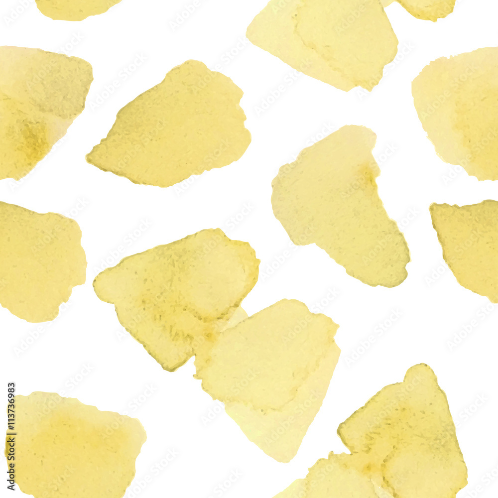 Naklejka premium Yellow watercolour triangles. Rough drawing seamless pattern. Vector background.