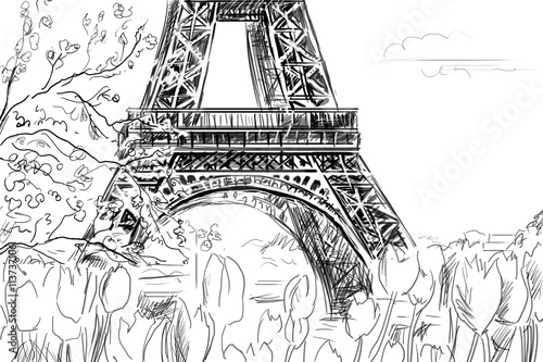 Wallpaper Mural Street in paris -  sketch illustration concept Torontodigital.ca