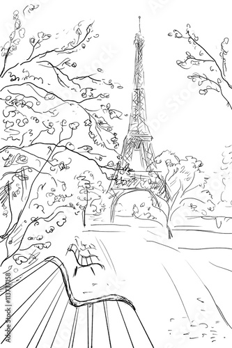 Wallpaper Mural Street in paris -  sketch illustration concept Torontodigital.ca