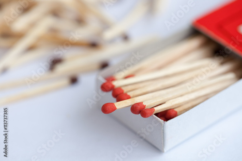 Wooden match in the box