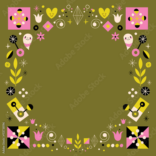 retro nature abstract art frame border background