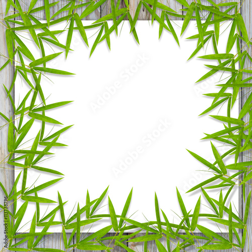 Fototapeta Naklejka Na Ścianę i Meble -  Bamboo leaf and frame background , with blank place for text.