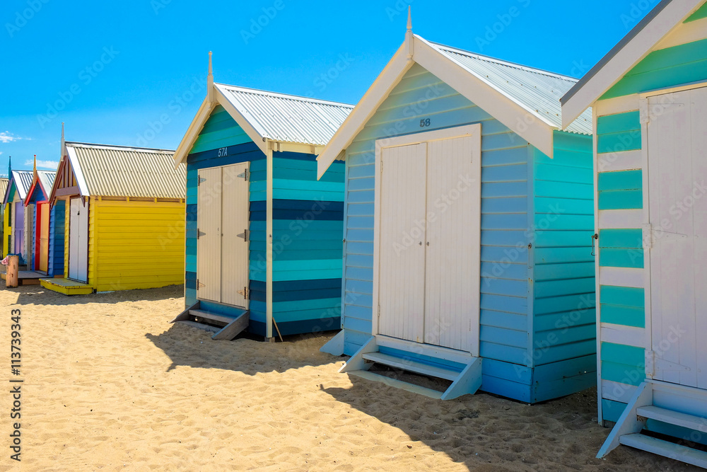 The colorful landmark of Brighton Beach in Melbourne The colorful landmark of Brighton Beach in Melbourne