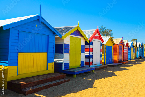 The colorful landmark of Brighton Beach in Melbourne