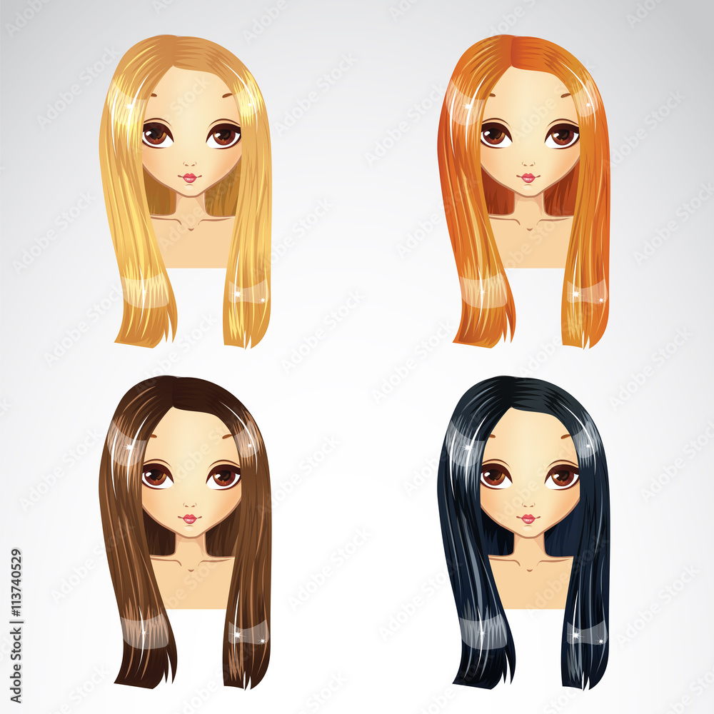 Obraz premium Set Of Long Hair Styling