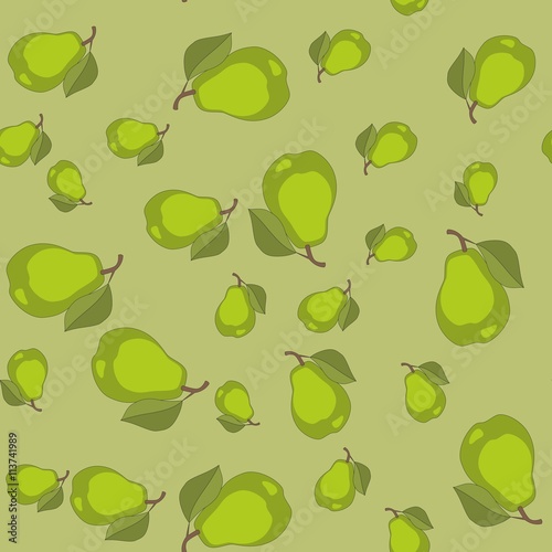 Seamless pattern with cartoon pears. Fruits repeating background. Endless print texture. Fabric design. Wallpaper 592