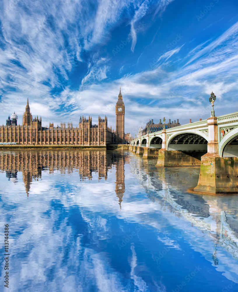 Obraz premium Big Ben with bridge in London, England, UK