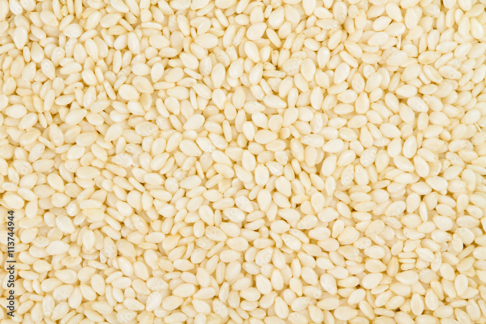 Close up white sesame healthy grain top view Close up white sesame healthy grain top view