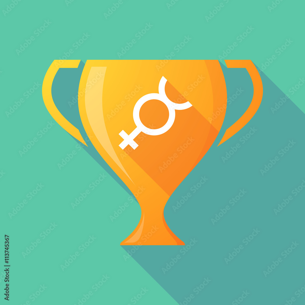 Obraz premium Long shadow award cup icon with the mercury planet symbol
