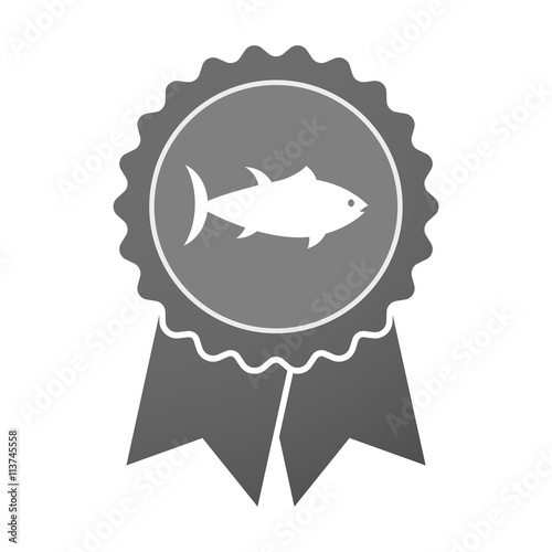 Isolated award badge with  a tuna fish