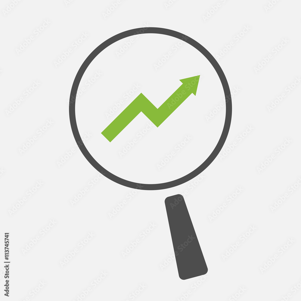 Isolated magnifier icon with a graph Isolated magnifier icon with a graph