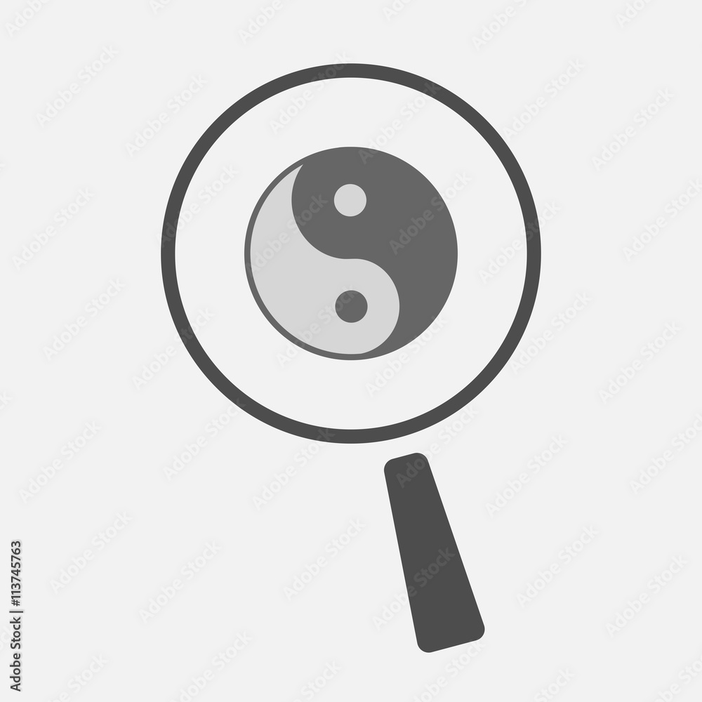 Isolated magnifier icon with a ying yang Isolated magnifier icon with a ying yang