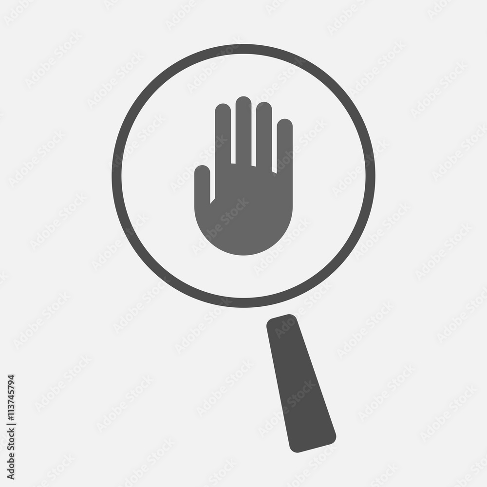 Isolated magnifier icon with a hand Isolated magnifier icon with a hand