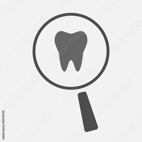 Isolated magnifier icon with a tooth