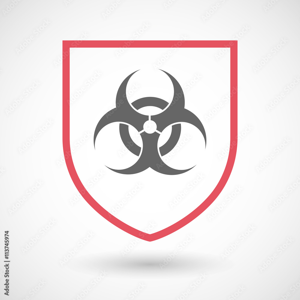 Isolated line art shield icon with a biohazard sign Isolated line art shield icon with a biohazard sign