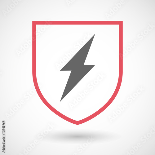 Isolated line art shield icon with a lightning