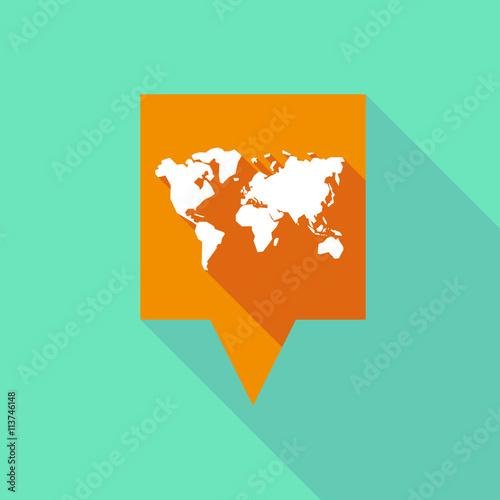 Long tooltip icon with a world map