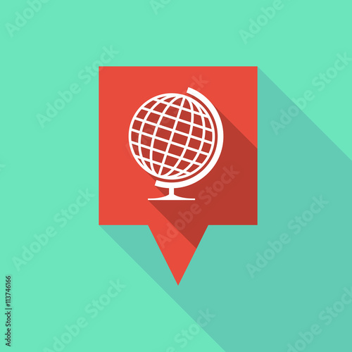 Long tooltip icon with  a table world globe