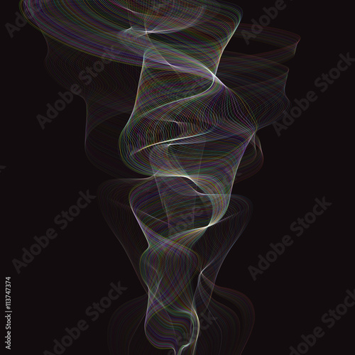 Abstract spectrum curved lines background. Rainbow smoke wave