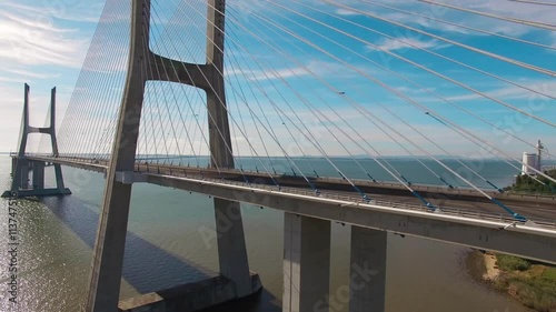 Vasco de Gama bridge aerial view Lisbon Portugal