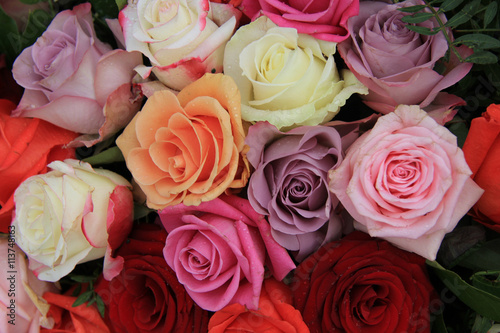 Mixed bridal roses