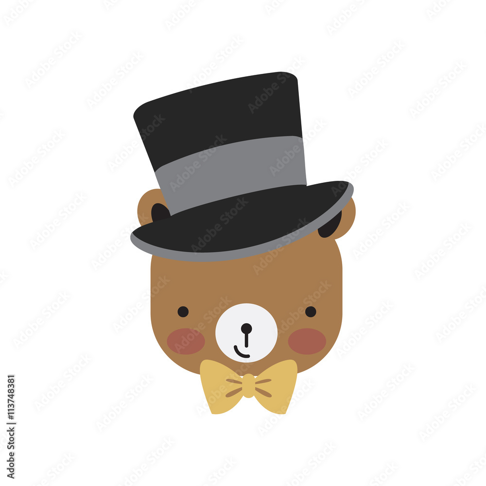 gentleman bear icon, hipster cartoon animal, vector illustration gentleman bear icon, hipster cartoon animal, vector illustration