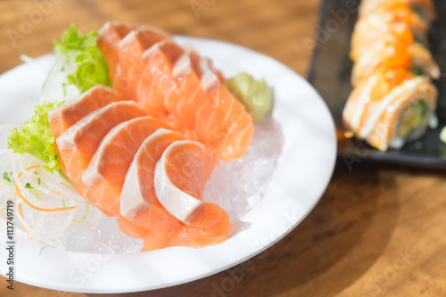 salmon sashimi , japanese style cuisine