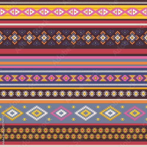 Seamless pattern with tribal aztec motives. Ethnic stylized abstract wallpaper. Aztec pattern.Vector background .