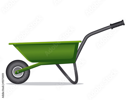 Billede på lærred green wheelbarrow