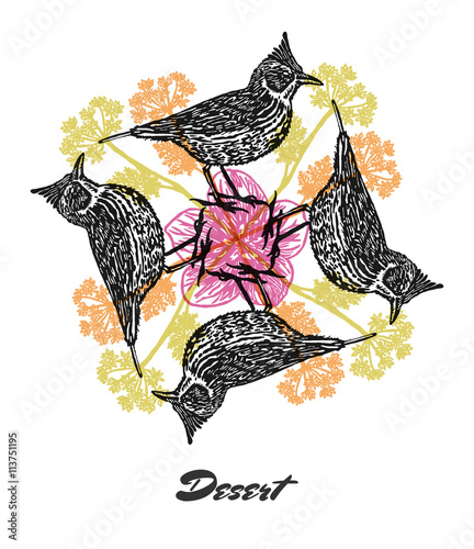 Vector Desert mood Engraved fractal outlet composition.