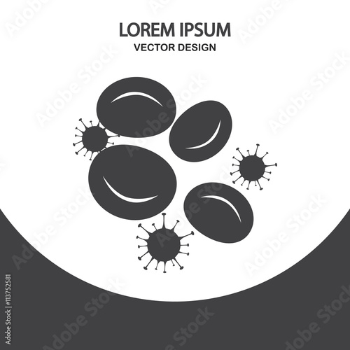 Virus attacks the blood cell icon on the background