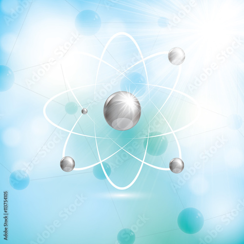 Abstract atom molecule blue colors background