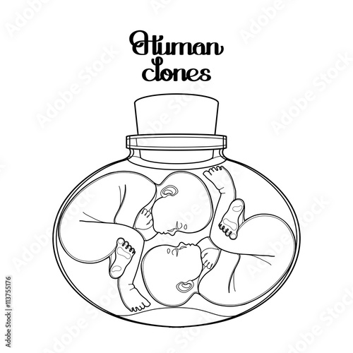 Graphic fetus in the glass bottle