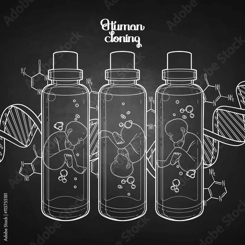 Graphic fetus in the glass bottle