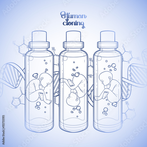 Graphic fetus in the glass bottle