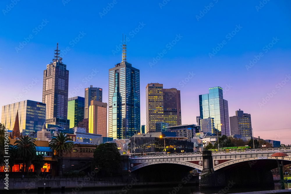 Naklejka premium Melbourne, the capital and most populous city in the Australian state of Victoria